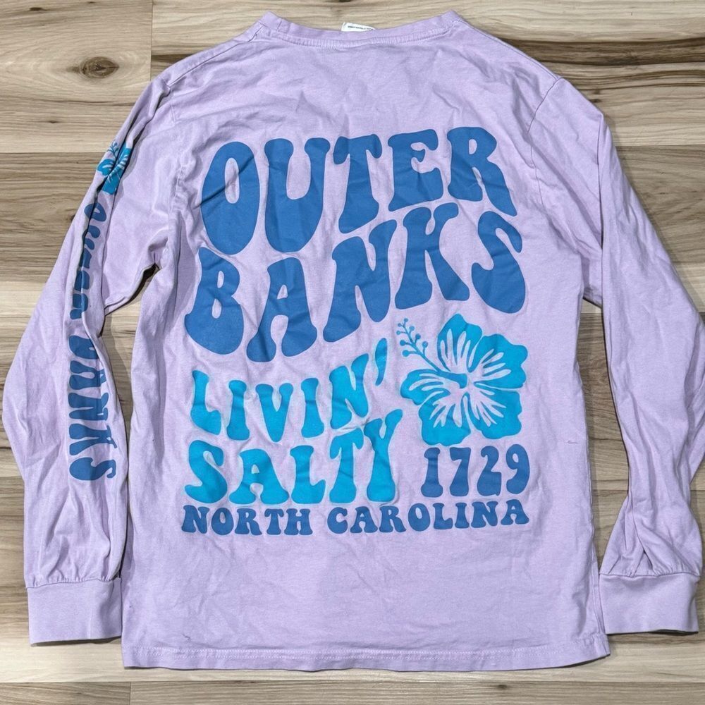 Southern Spirit Outer Banks Purple Preppy Long Sleeve Shirt Women’s Small